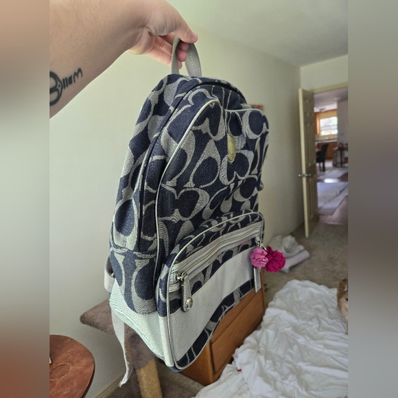 Coach Backpack, black and silver with pink lining - Picture 2 of 10